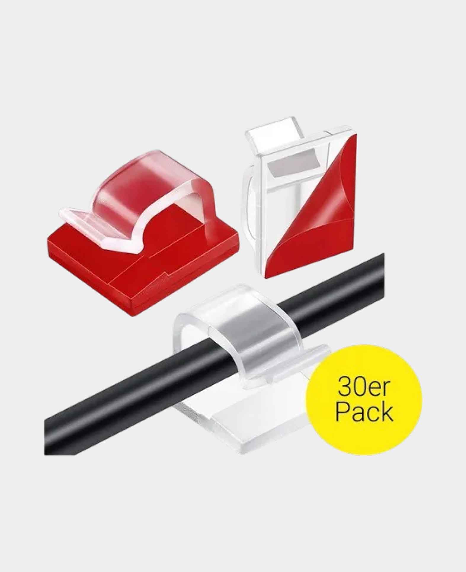 (Set of 30) Self-Adhesive Cable Holders, Multi-Purpose Cable Management Organizer
