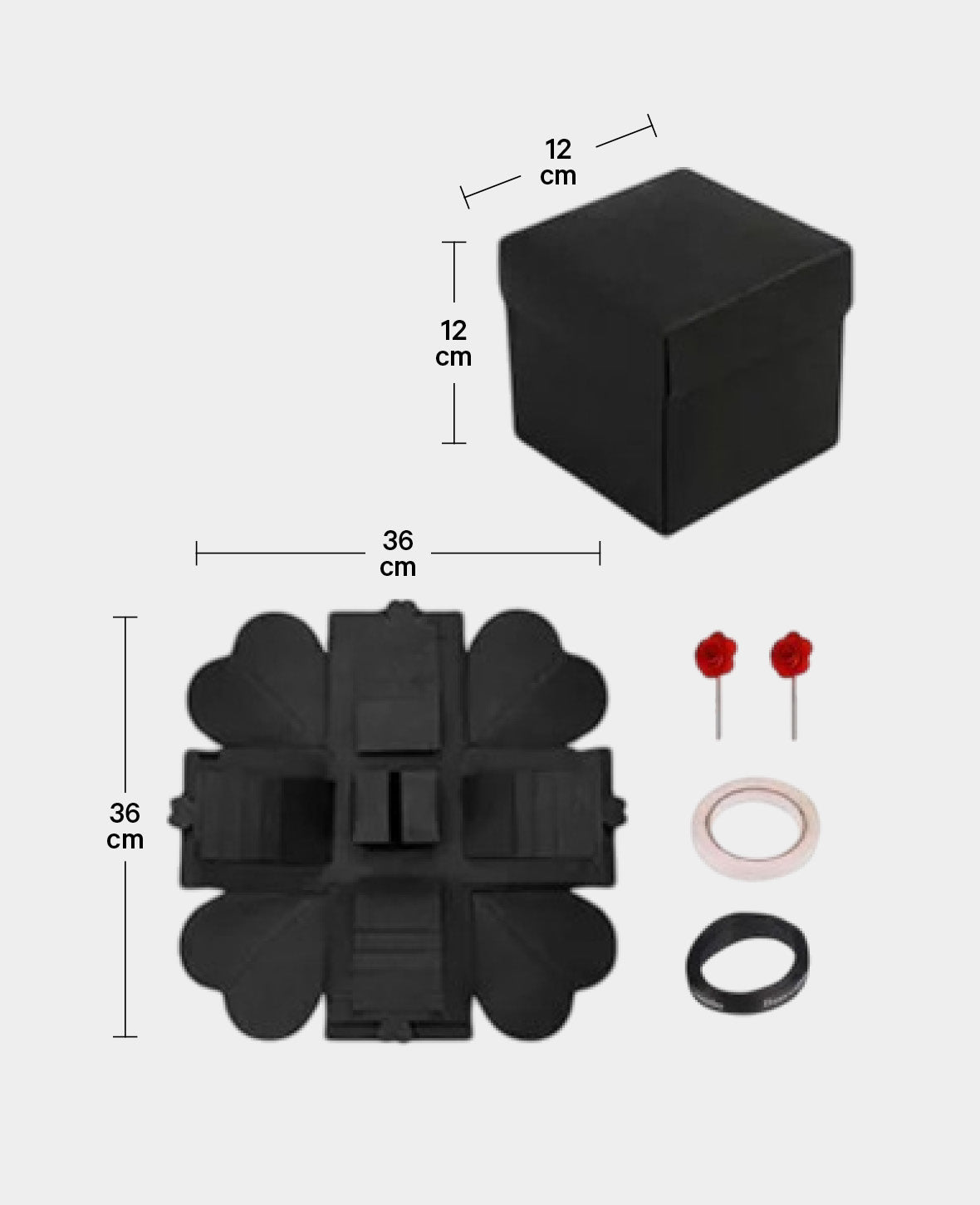 Foto Bastel Geschenk Box Handmade Schachtel DIY Überraschungsbox - Schwarz