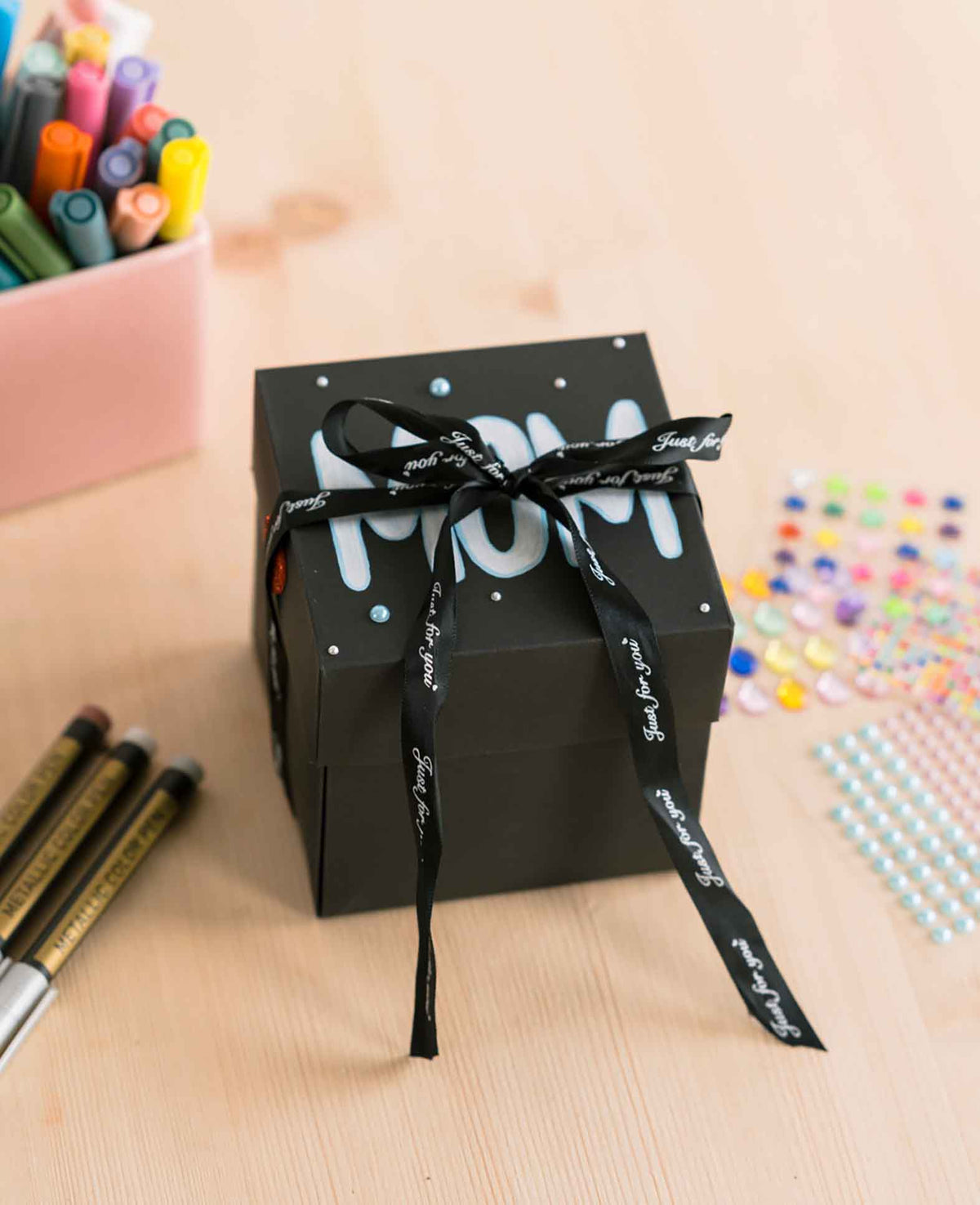 Foto Bastel Geschenk Box Handmade Schachtel DIY Überraschungsbox - Schwarz