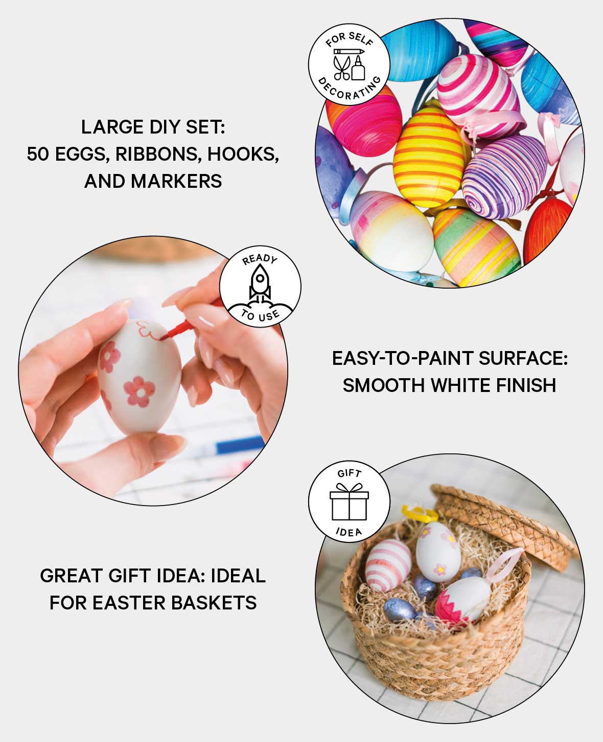 (156tlg.) DIY Bastel Ostereier Set mit Stiften & Band