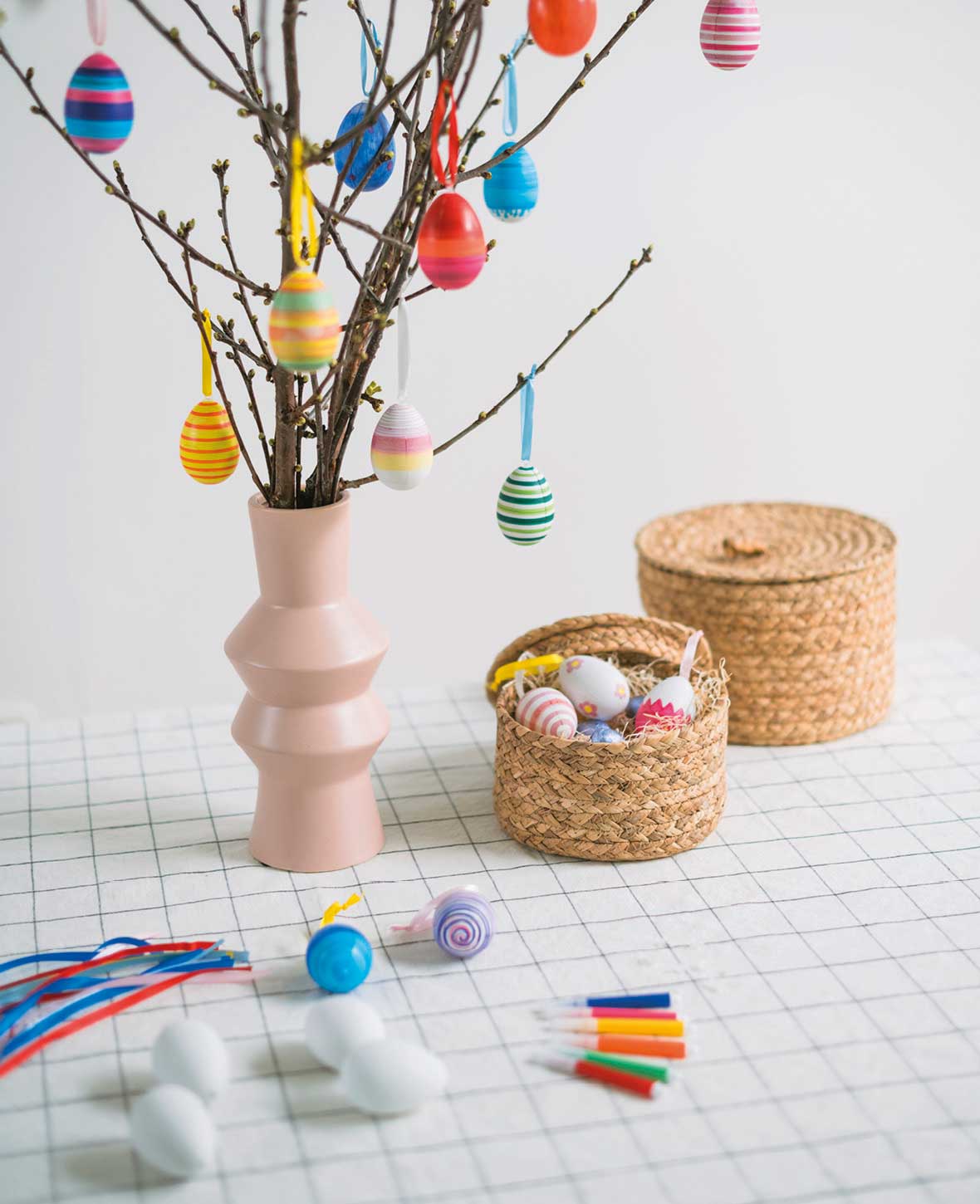 (156tlg.) DIY Bastel Ostereier Set mit Stiften & Band
