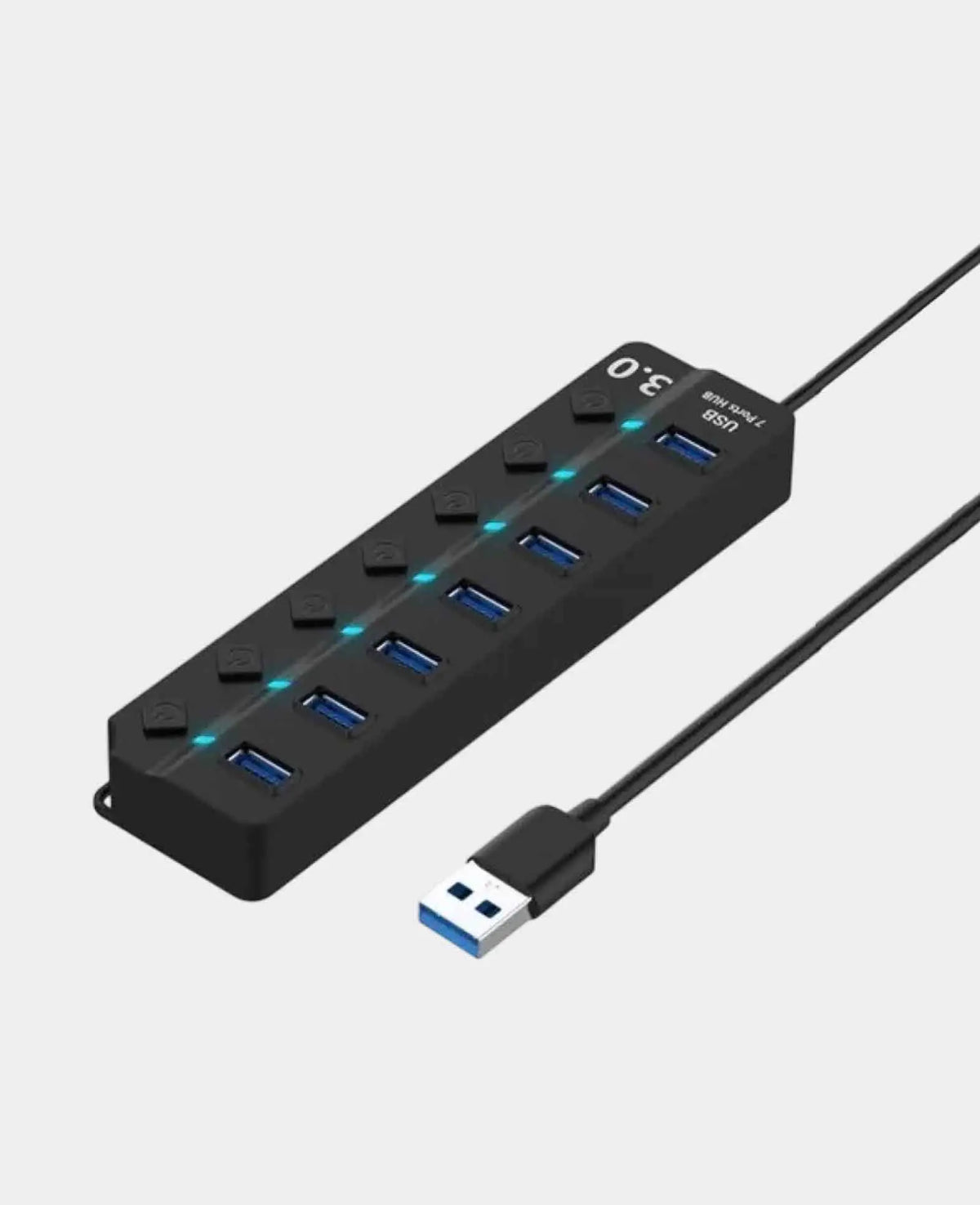 (17cm) 7-fach USB 3.0 Hub Adapter mit USB Port Steuerung Tastenschalte