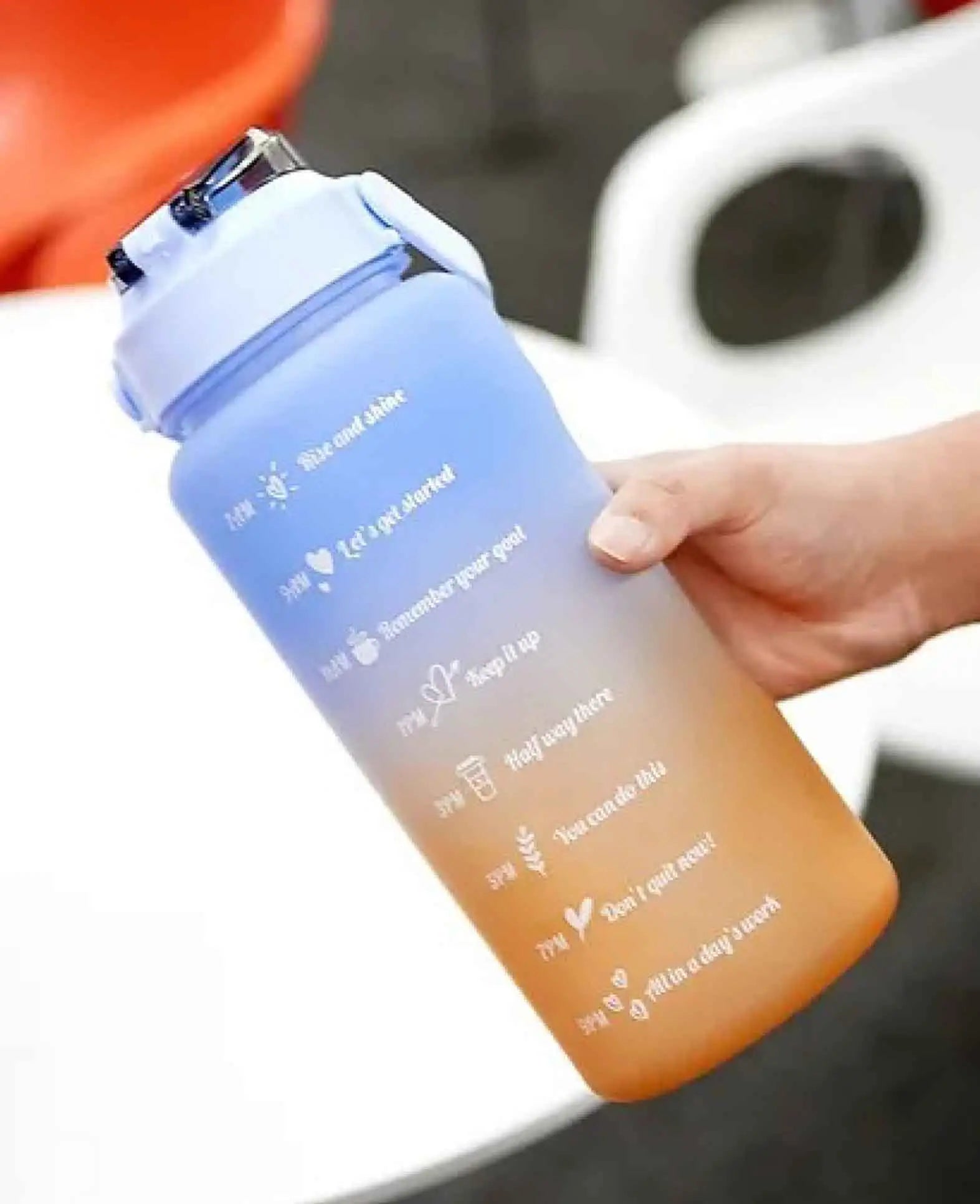 (2L) Portable Fitness Water Bottle with Time Marker - Gradient B