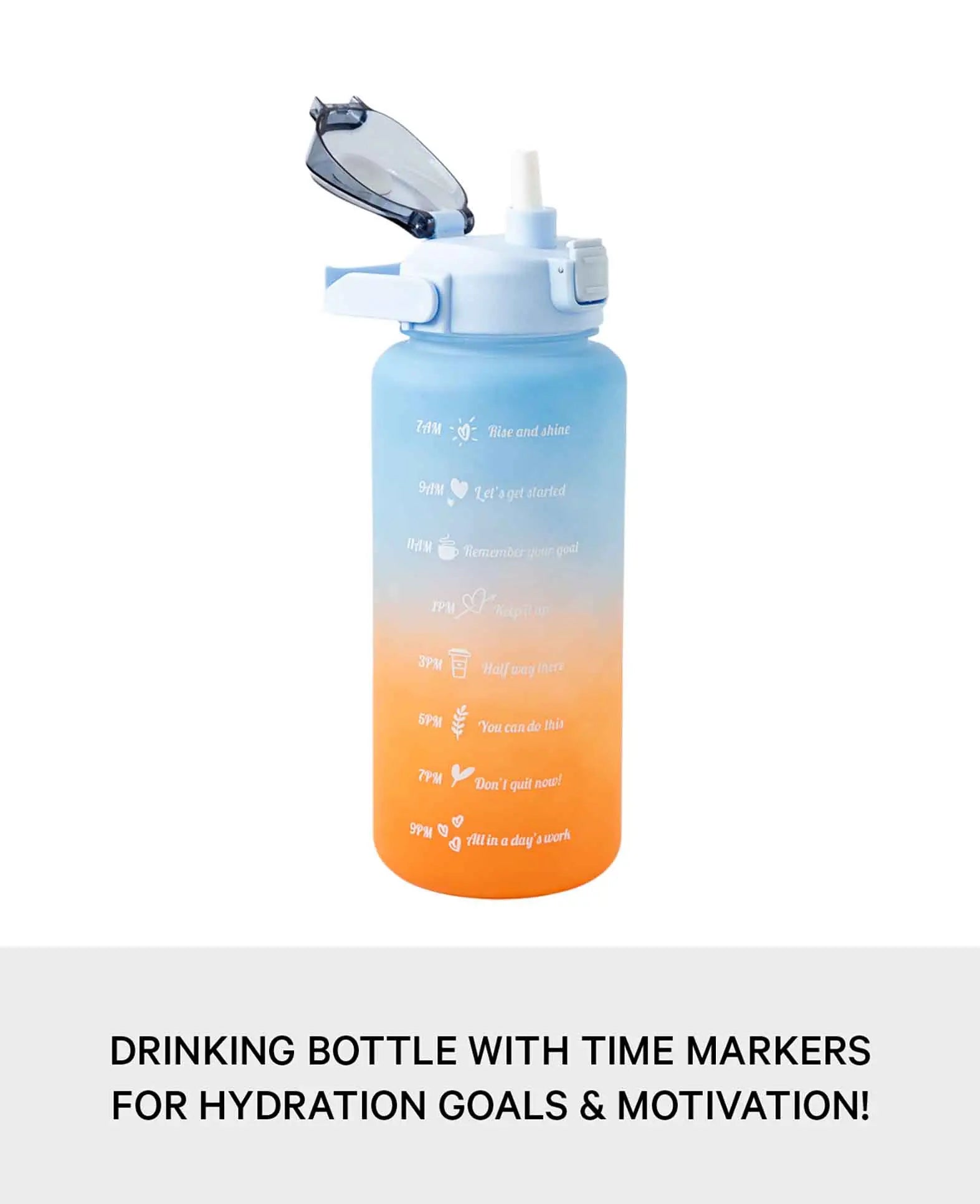(2L) Gourde de fitness portable avec marqueur de temps – Dégradé B