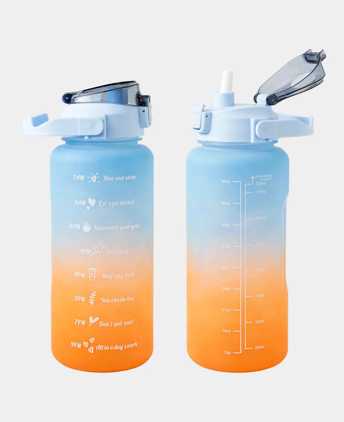 (2L) Gourde de fitness portable avec marqueur de temps – Dégradé B