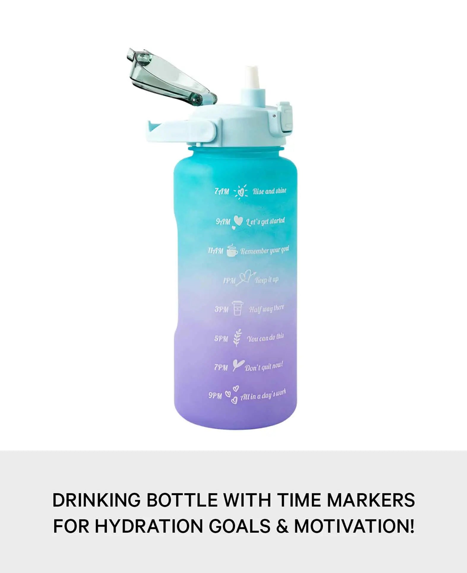 (2L) Gourde de fitness portable avec marqueur de temps - Dégradé de couleurs