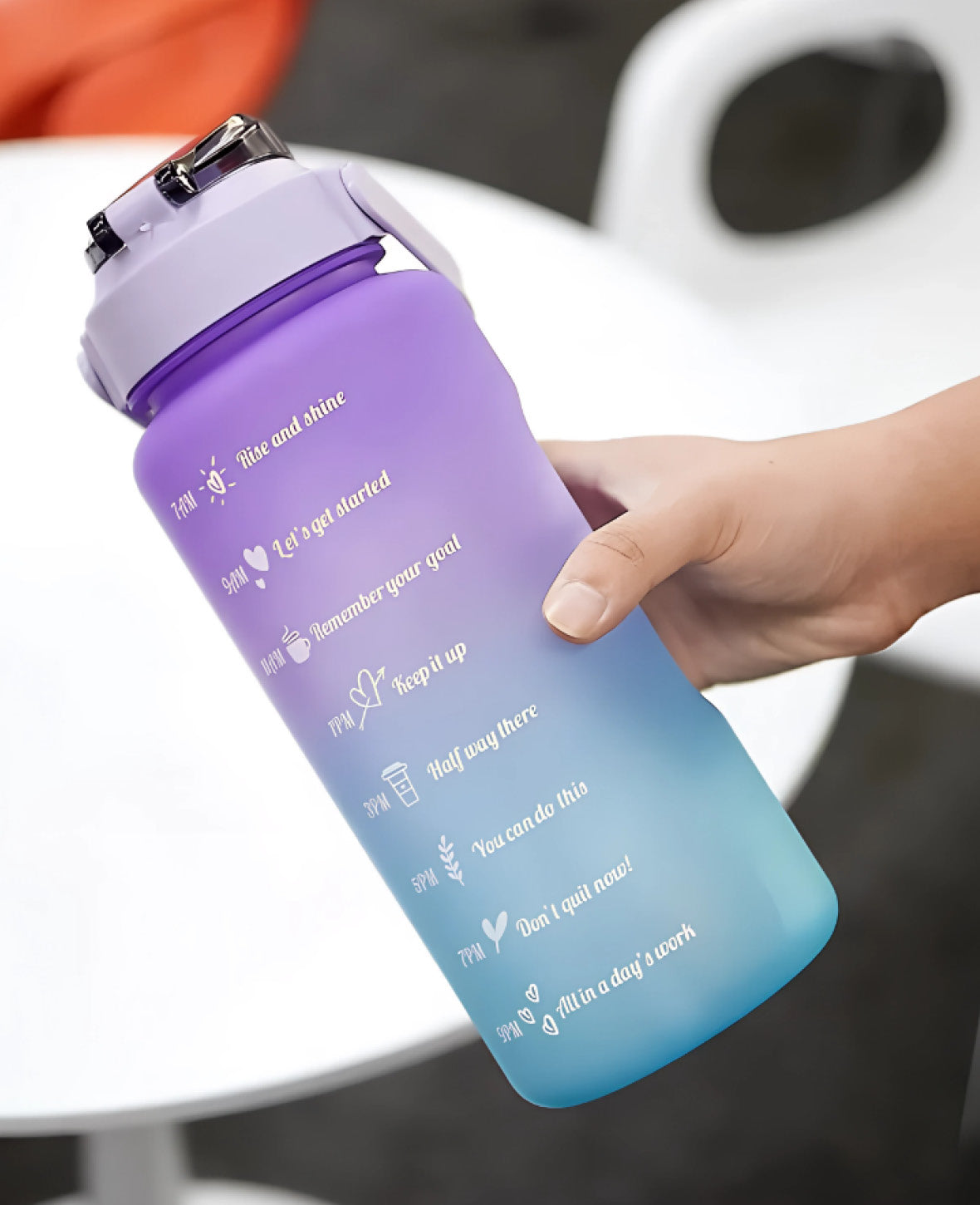 (2L) Portable Fitness Water Bottle with Time Marker - Gradient L