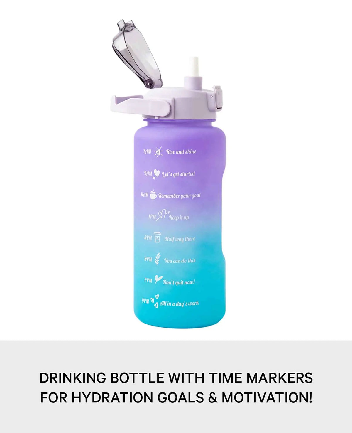 (2L) Portable Fitness Water Bottle with Time Marker - Gradient L