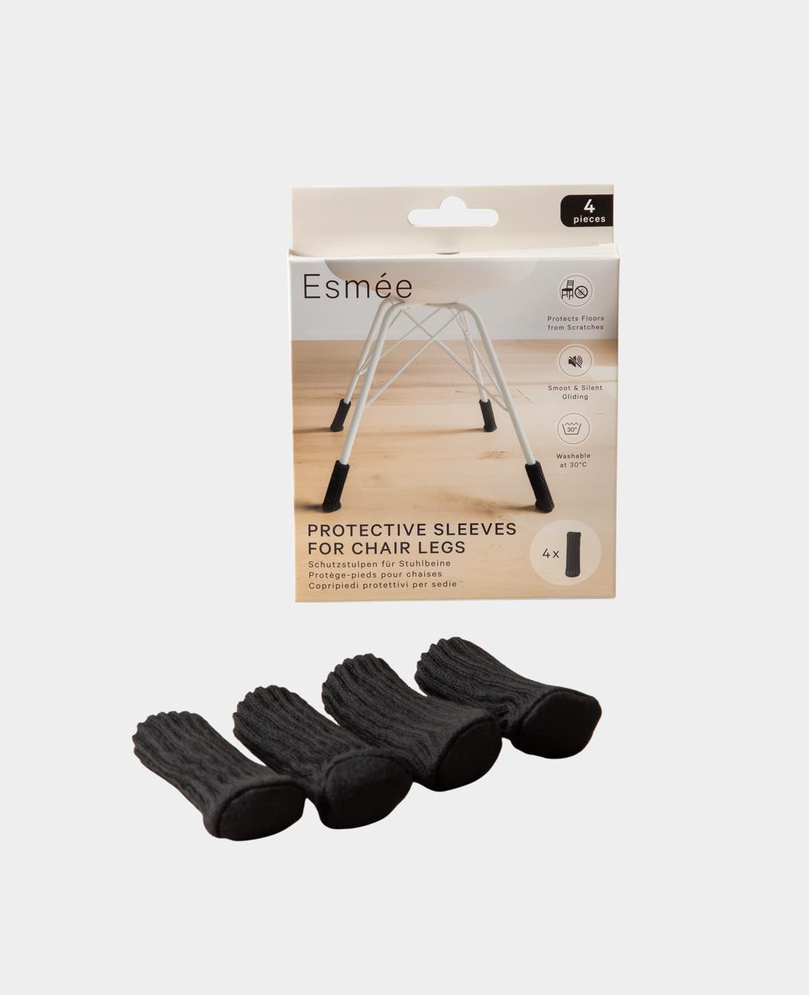 (Lot de 4) Protège-pieds de chaise en tissu, protection pour table/chaise/sol
