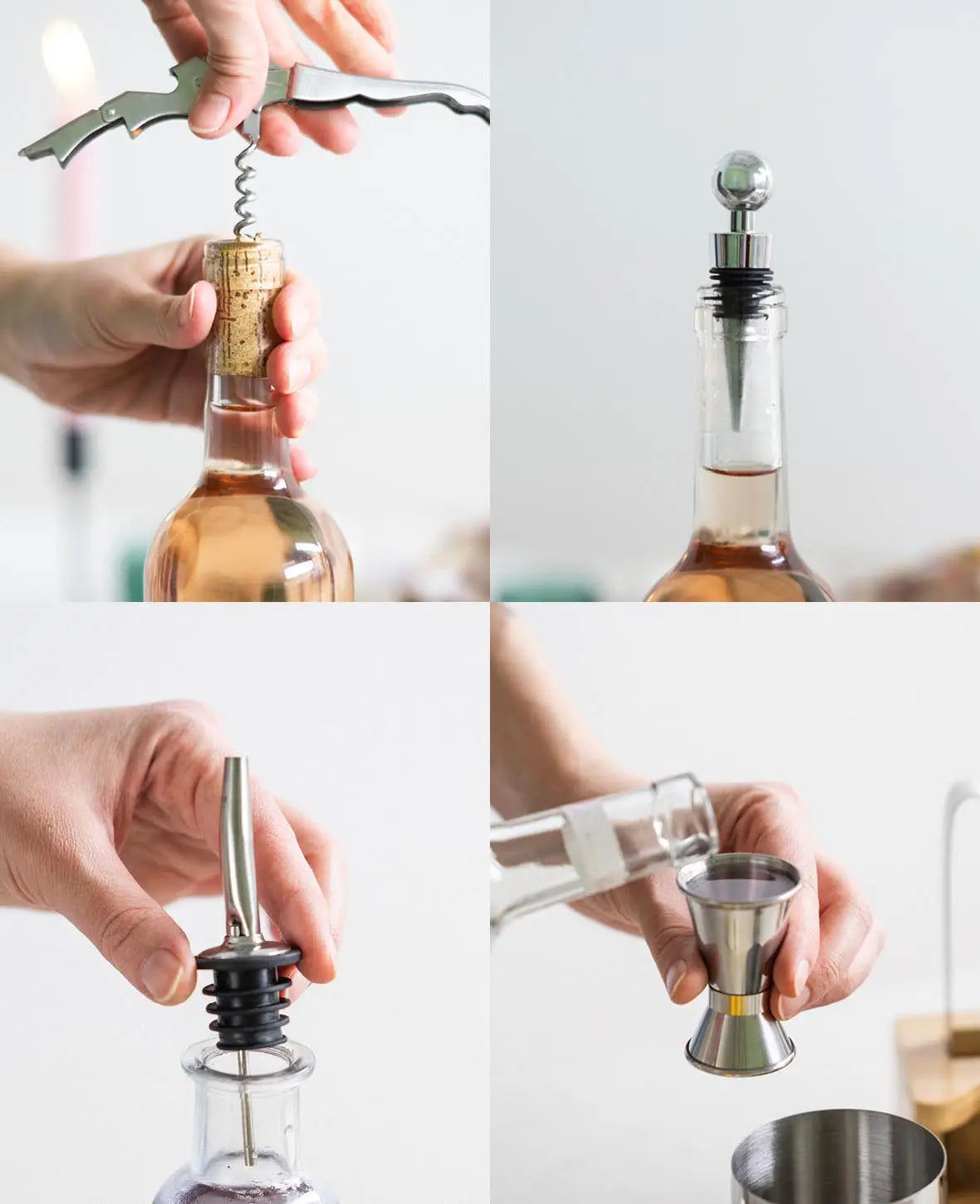 (Set de 12 pièces) Kit de Shaker à Cocktail en Acier Inoxydable 350 ml avec Bambou