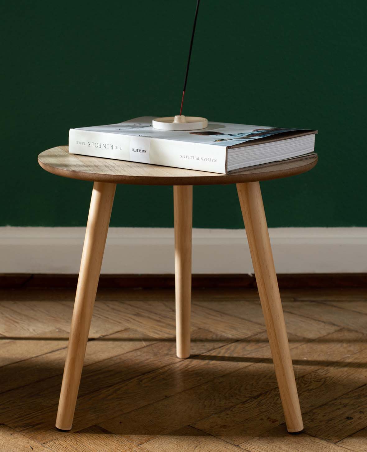 Runder Beistelltisch / Sofatisch / Holztisch aus hellem Holz, Ø 40 cm