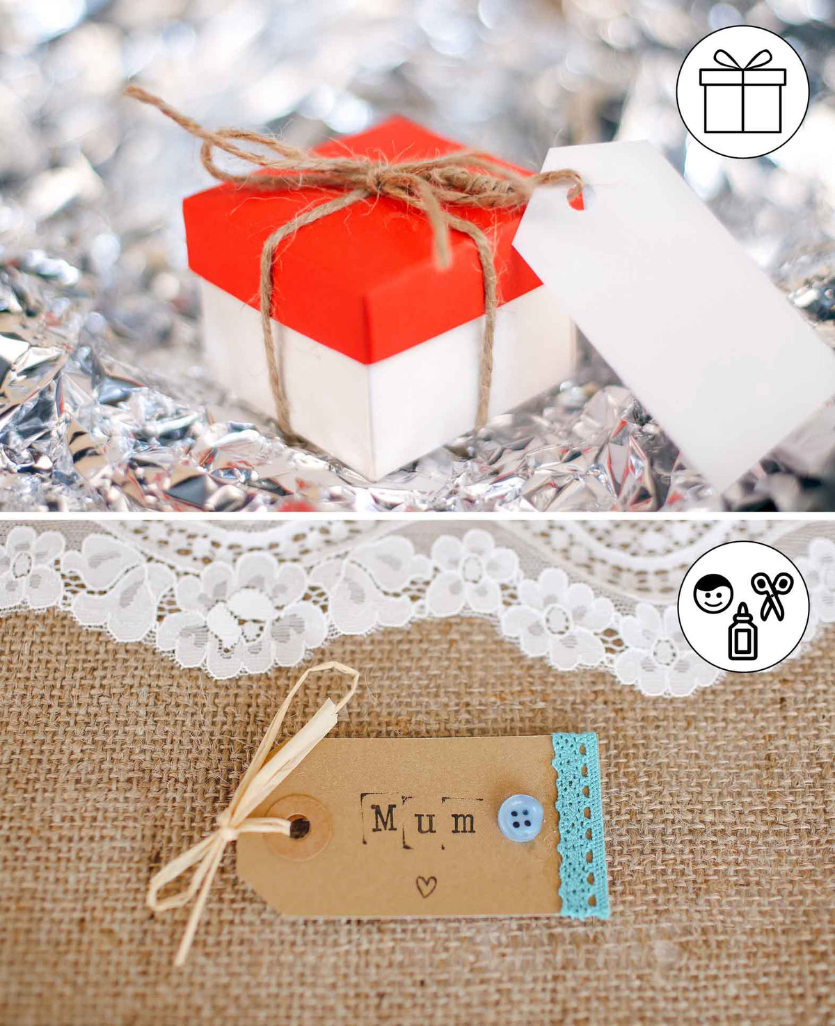 Étiquettes-cadeaux en sac en papier, 6 pces.