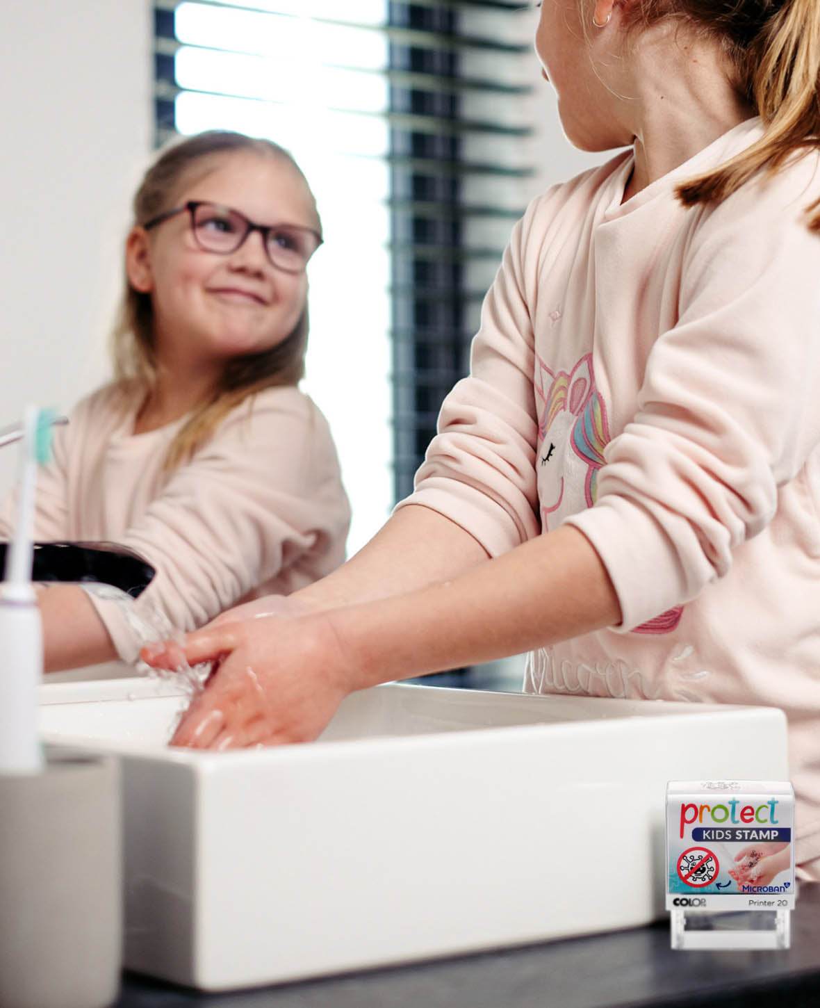 Timbre Protect Kids, motif Bactéries