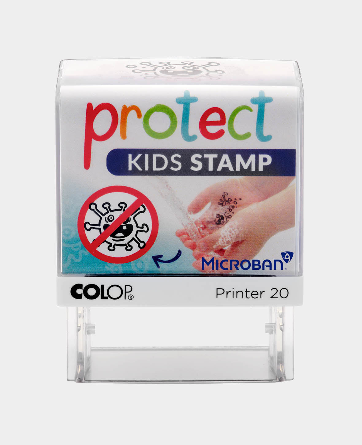 Timbre Protect Kids, motif Bactéries