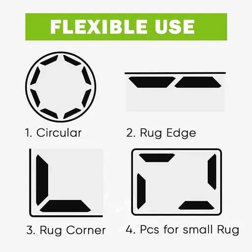 (8er Set) Anti-Rutsch Silikon Pad für Fussmatte / Teppich / Kissen - S