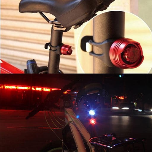 (2er Set) Fahrrad Alu Warnlicht Velo LED Front- und Rücklicht mit Gumm