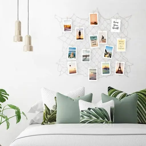 (200x100cm) Wall Net Photo Holder Organizer Decor Fishing Net incl. Wood