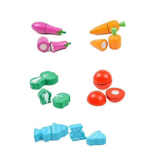 Kinder Holz Spielzeug Küche Früchte / Gemüse Schneiden, 13-tlg. Set