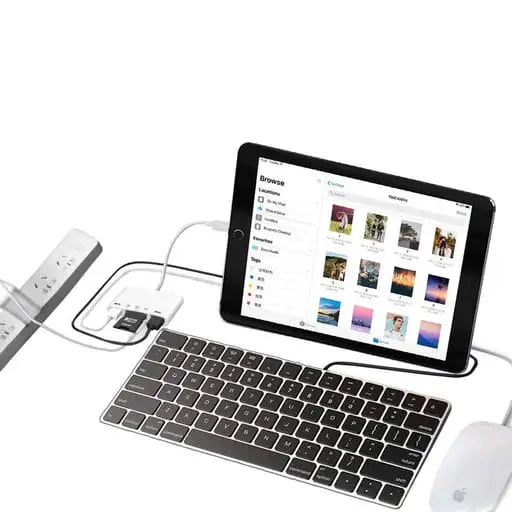 (10cm) Lightning vers lecteur de cartes SD / Micro SD / double USB A / Ligh