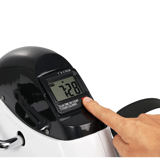 Mini Hometrainer Fitnessgerät Arm und Bein Pedal mit Display - Weiss /