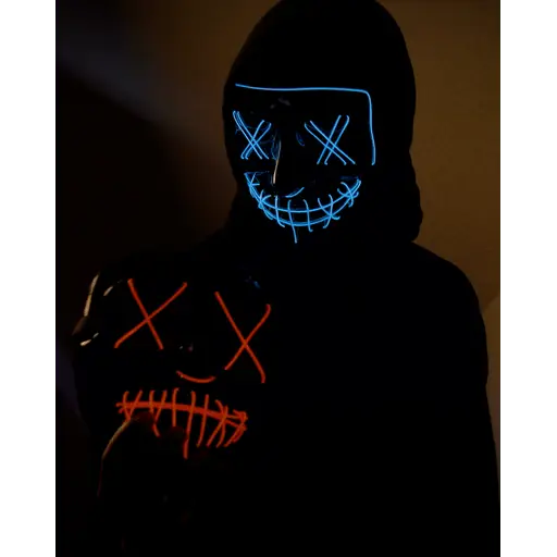 LED Monster Purge Mask Mardi Gras Half Mask Party - Blue / Black
