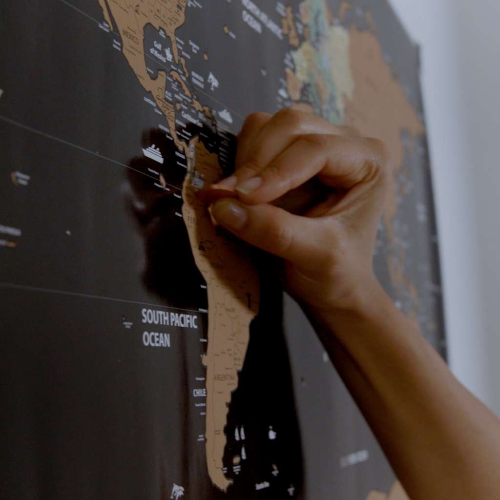 Rubbel Weltkarte Scratch Map Poster Schwarz, 82x59cm