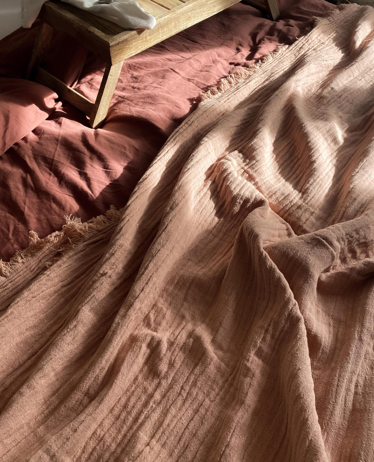 "Thia Rust" Bettbezug / Duvetbezug aus Rostrotem Bio Baumwoll-Satin, 200 x 210 cm