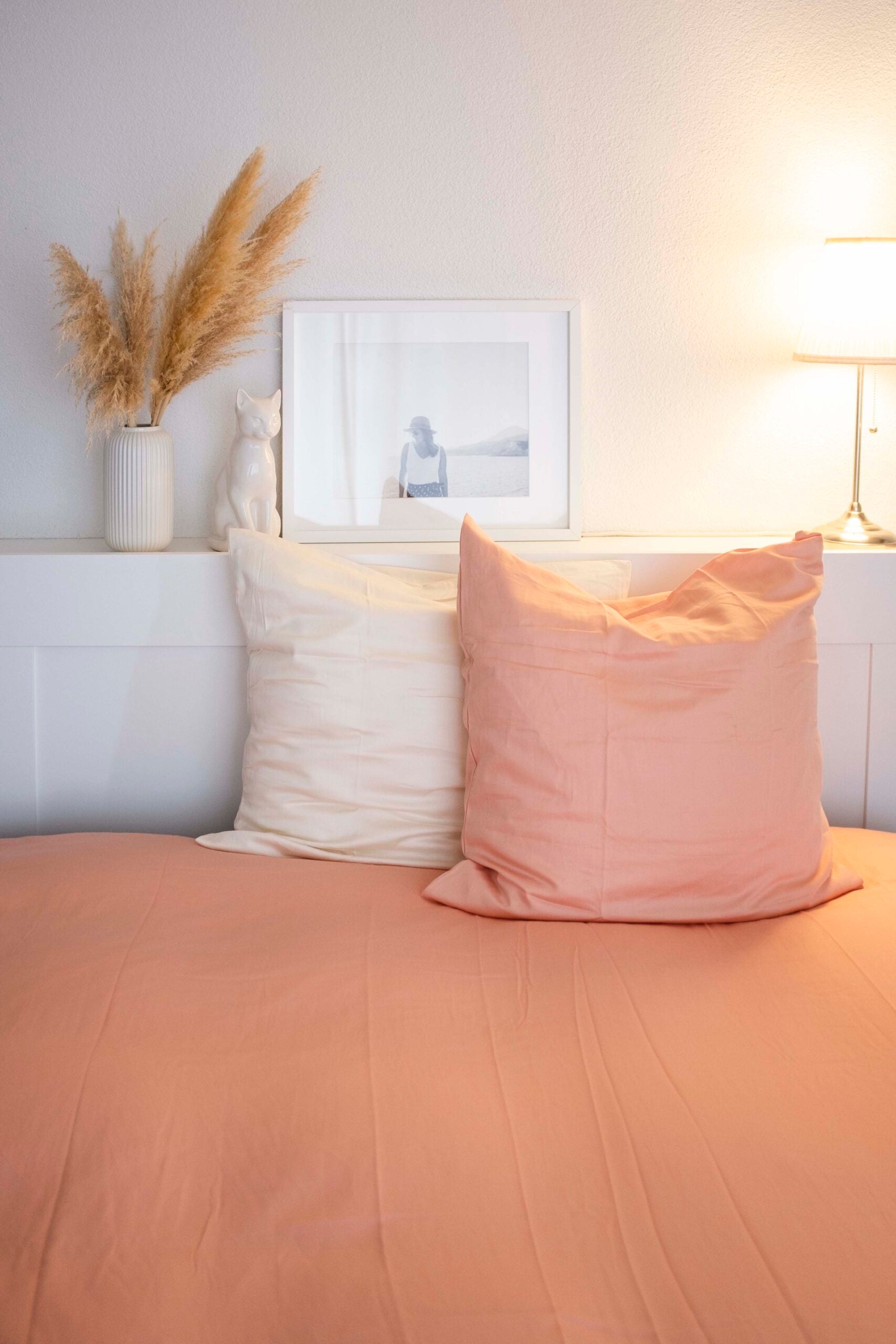 "Thia Soft Peach" Bettbezug / Duvetbezug aus Pfirsichfarben / Altrosa Bio Baumwoll-Satin, 240 x 240 cm