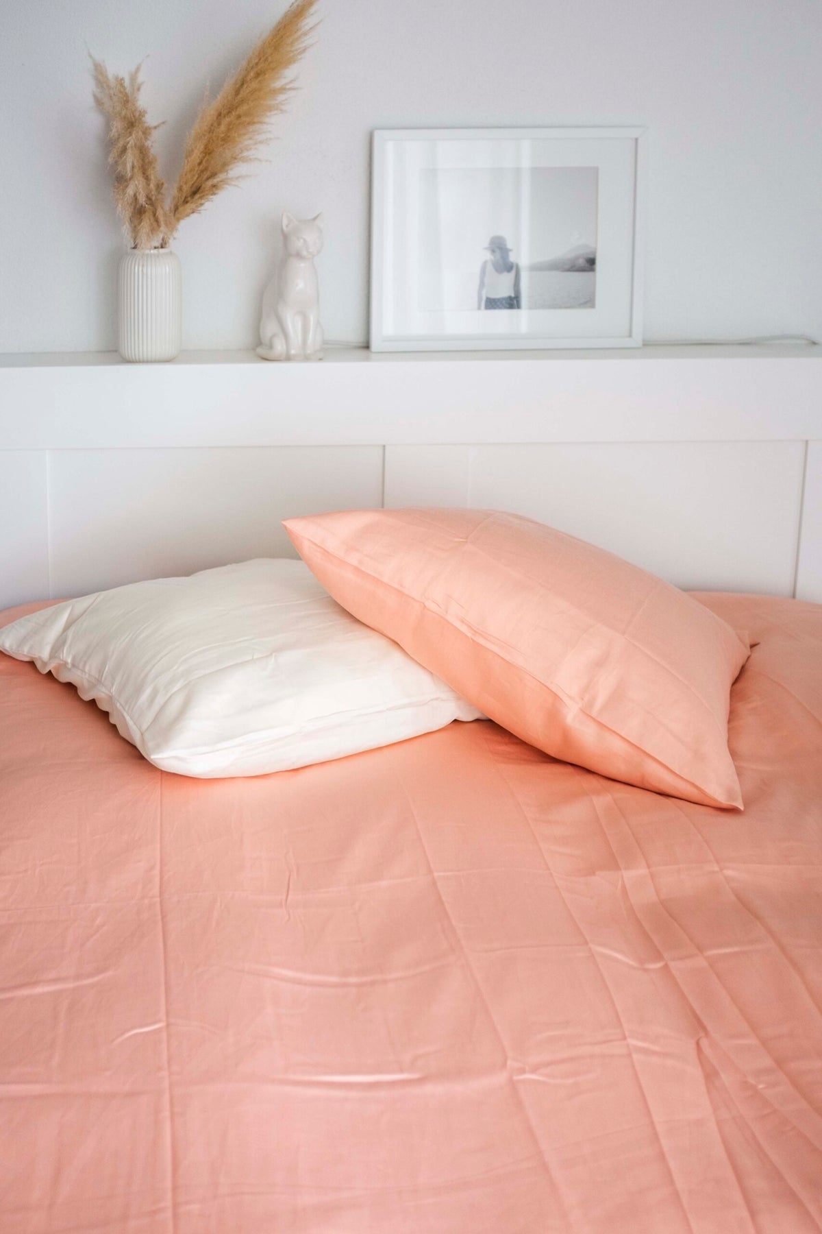 "Thia Soft Peach" Bettbezug / Duvetbezug aus Pfirsichfarben / Altrosa Bio Baumwoll-Satin, 240 x 240 cm
