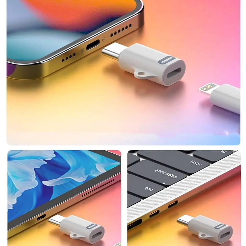 (PD/27W) USB C to Lightning Mini Converter Adapter for iPhone 15 - White