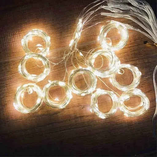 LED's Deko USB Draht Lichterkette Vorhang Beleuchtung - Warmweiss, 3 × 2m