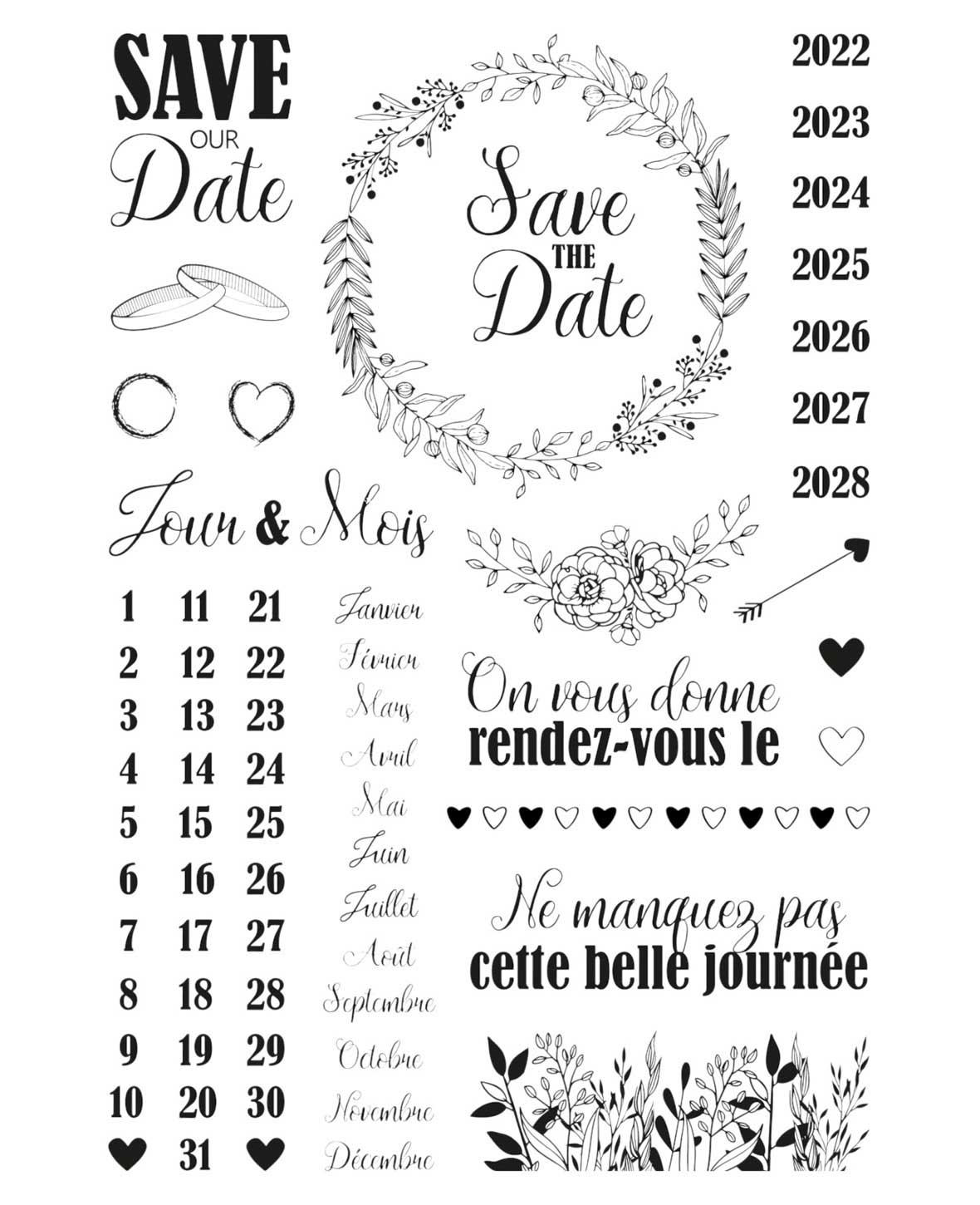 Stempelset Save the date