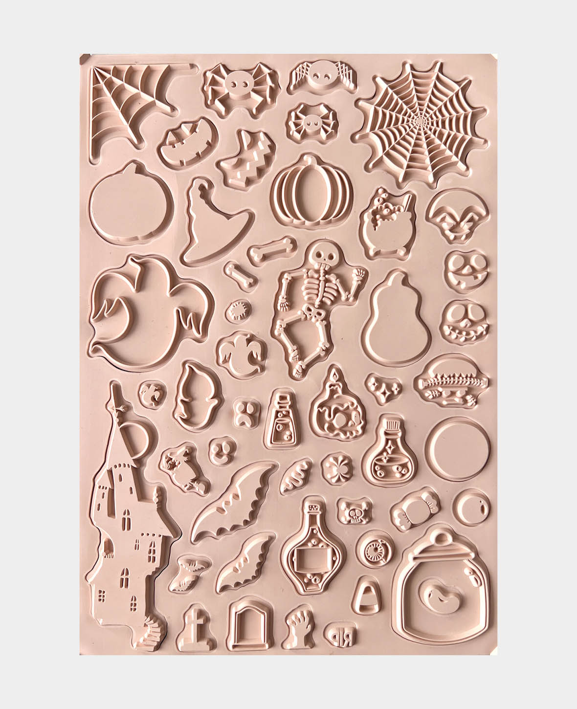 Gummistempel Halloween, 13 x 1 x 19 cm, 50 Motive, 1 Bogen