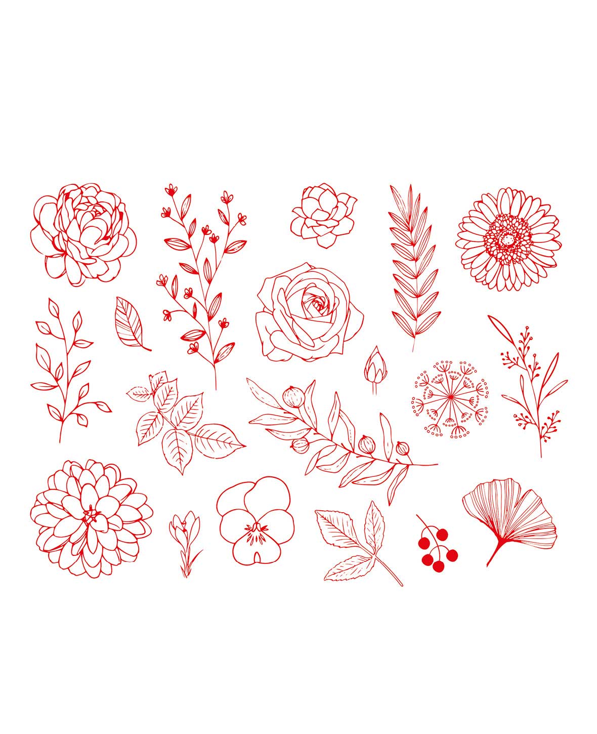 Textilstempelset Blumen und Blätter