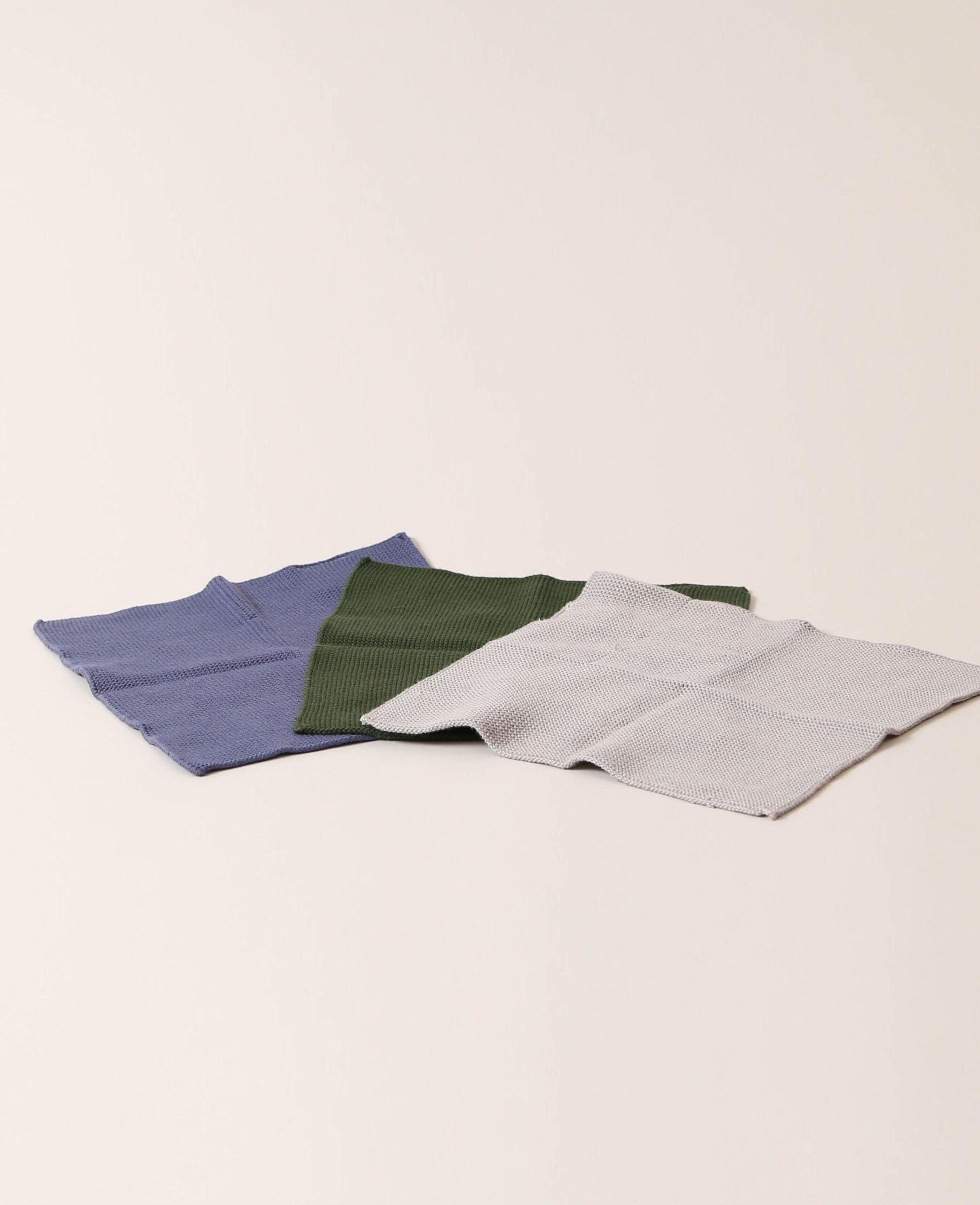 Lavettes tricotées, 3 pcs, cold