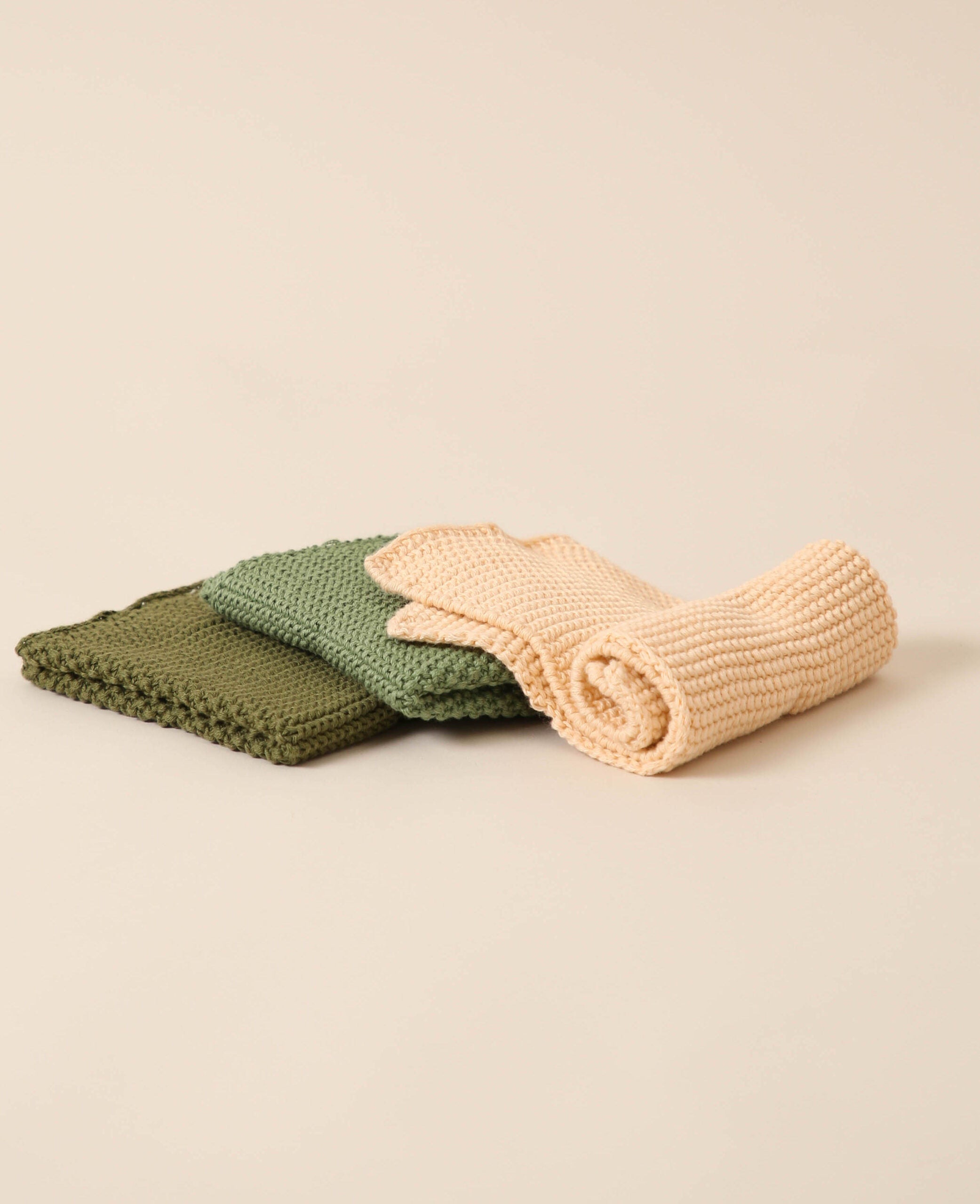Lingettes tricotées, 3 pcs, blush