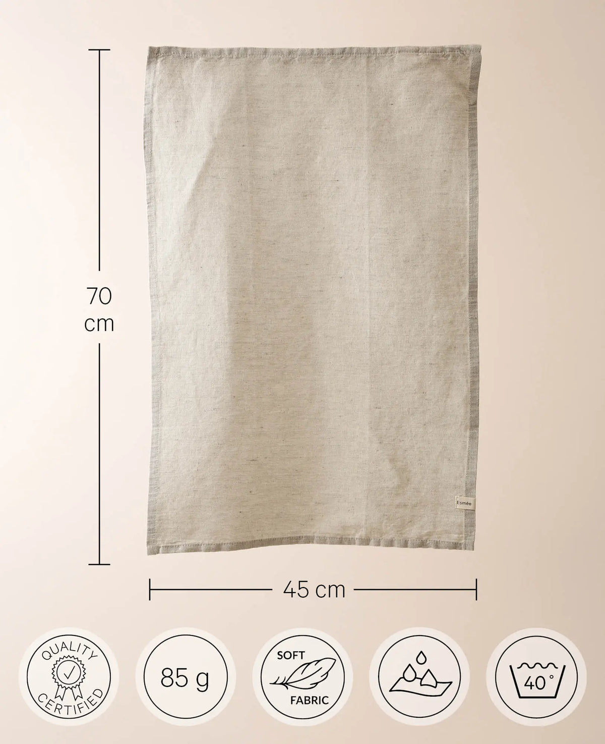 Ted Kitchen towel, beige, 45x70cm