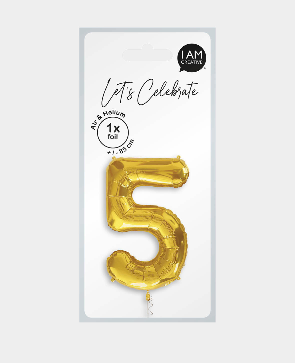 Folienballon Nummer "5", 85 x 50 x 15 cm, Gold