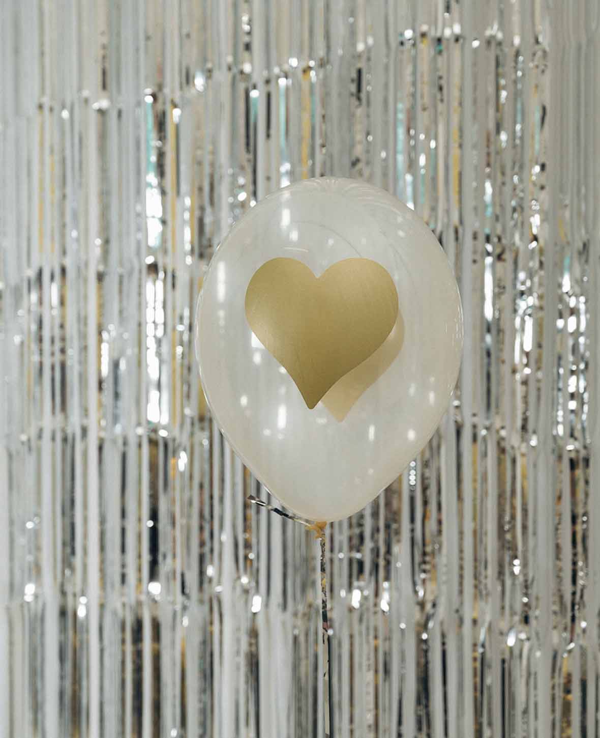 Ballons cœur, 27 cm, transparent, 6 p.