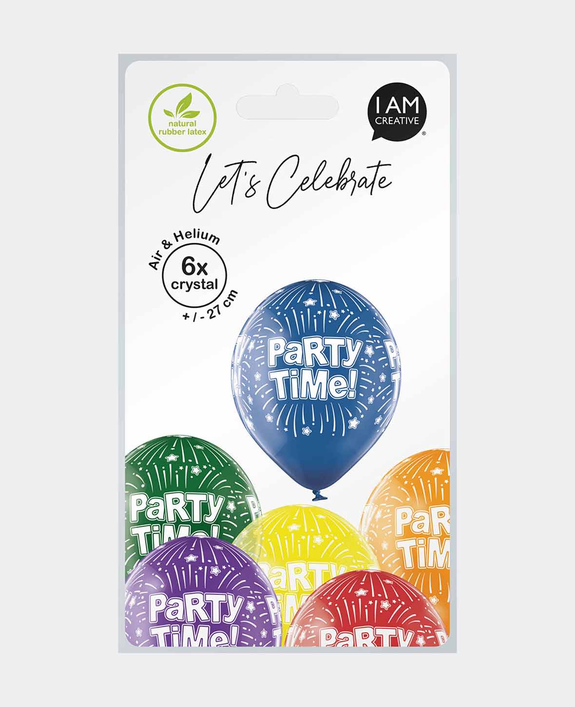 Ballons de Baudruche Party Time, 27 cm, Couleurs Assorties, 6 pièces.