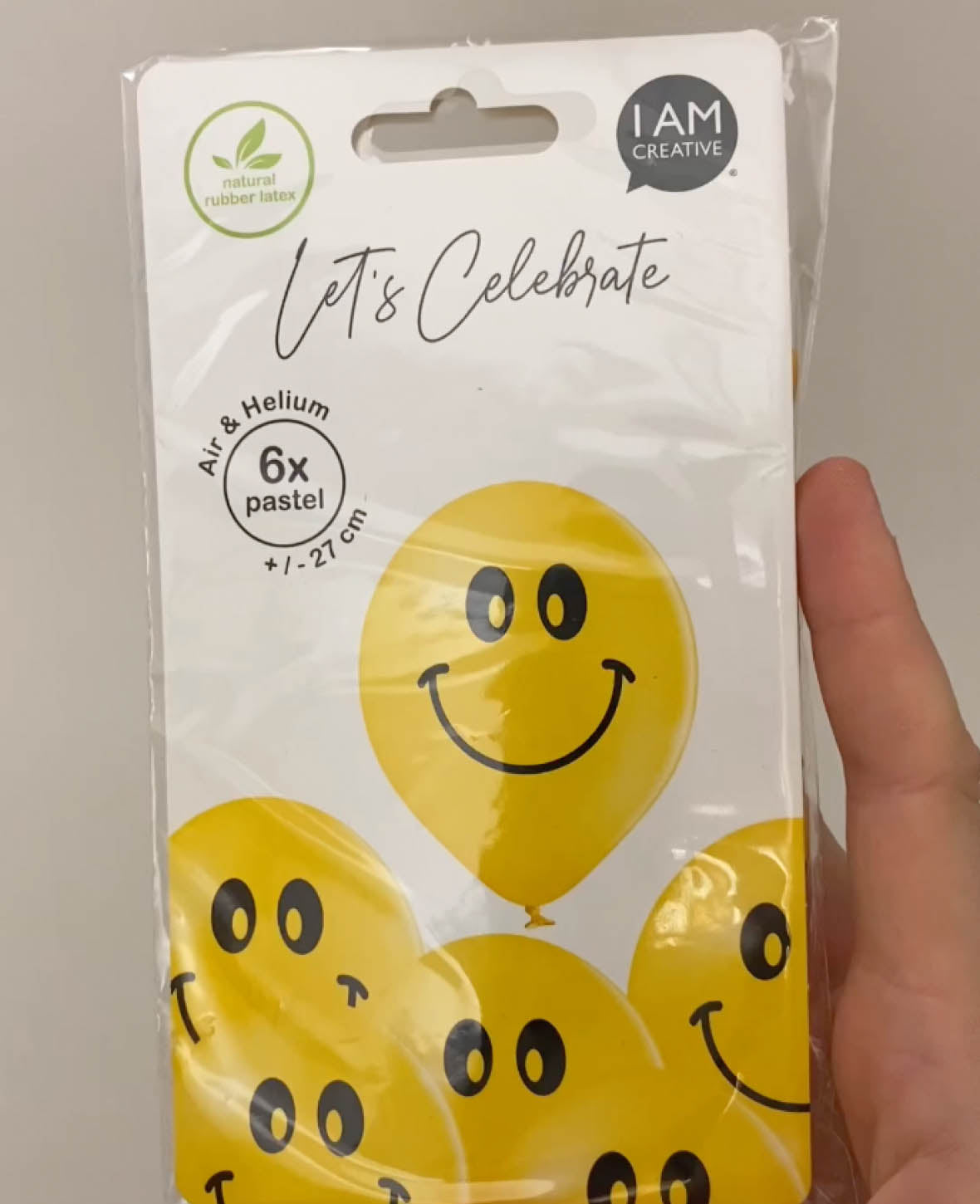 Balloons Smiley, 27 cm, Yellow, 6 pcs.