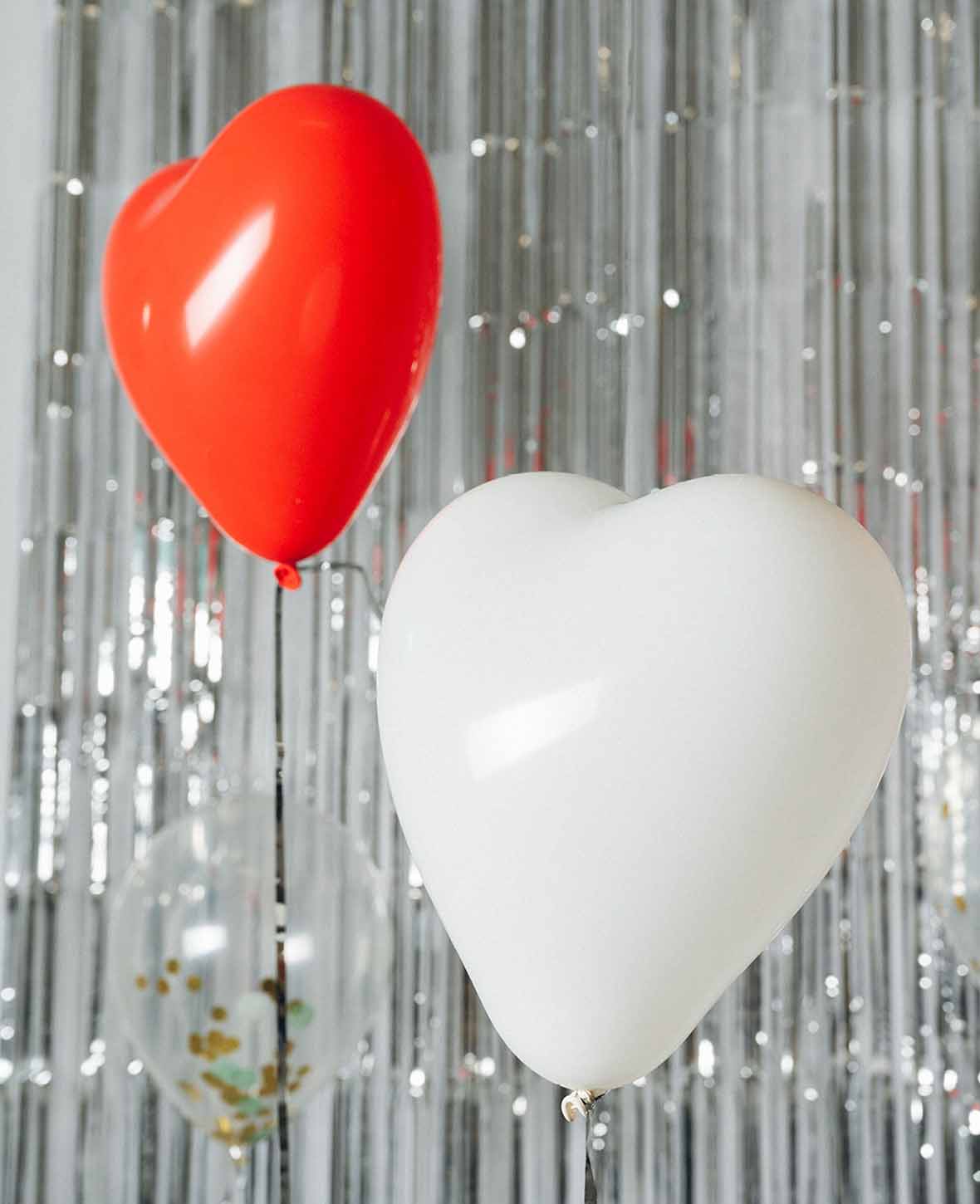 Ballons en forme de cœur, 28 cm, blancs, 6 pcs.