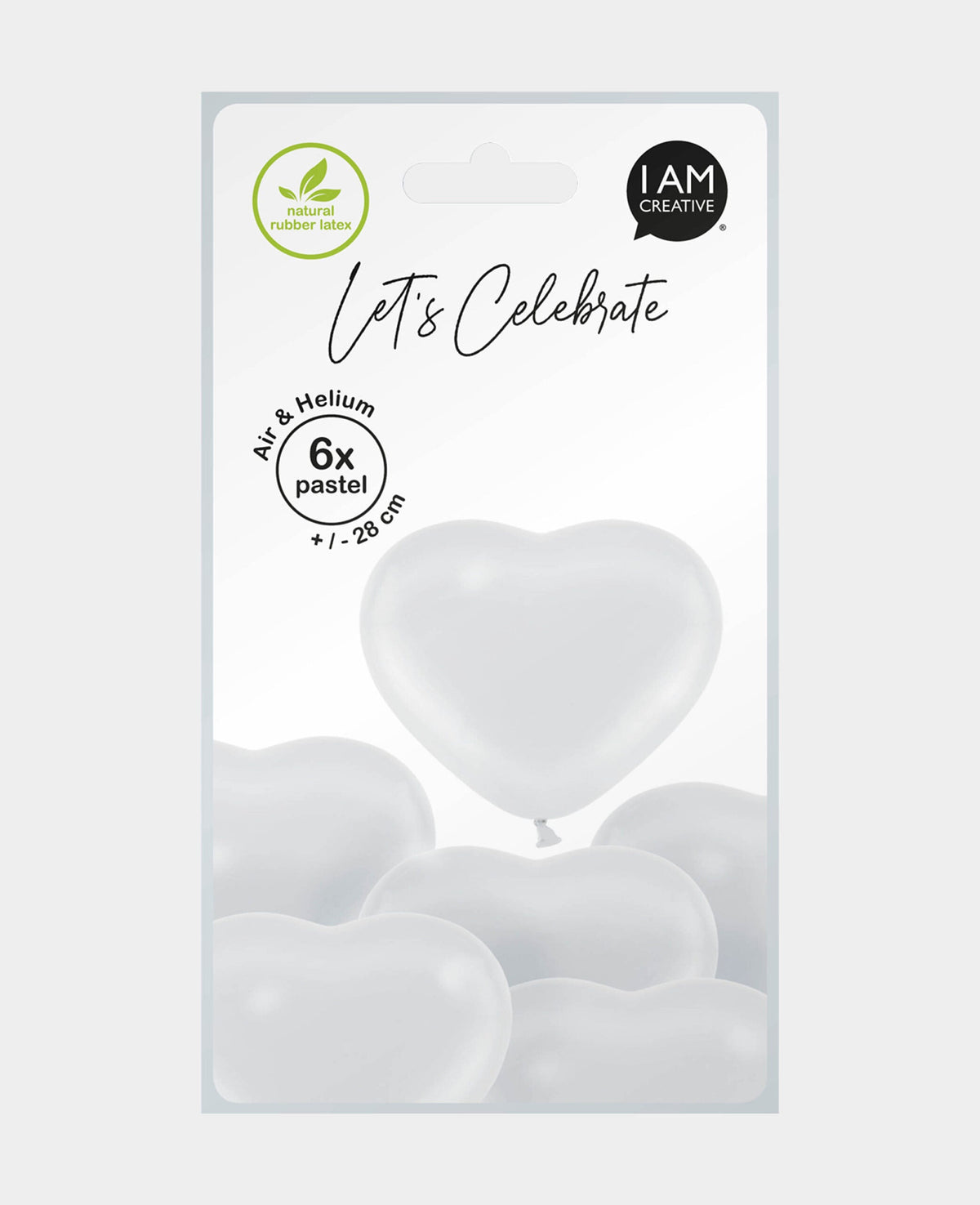 Ballons en forme de cœur, 28 cm, blancs, 6 pcs.