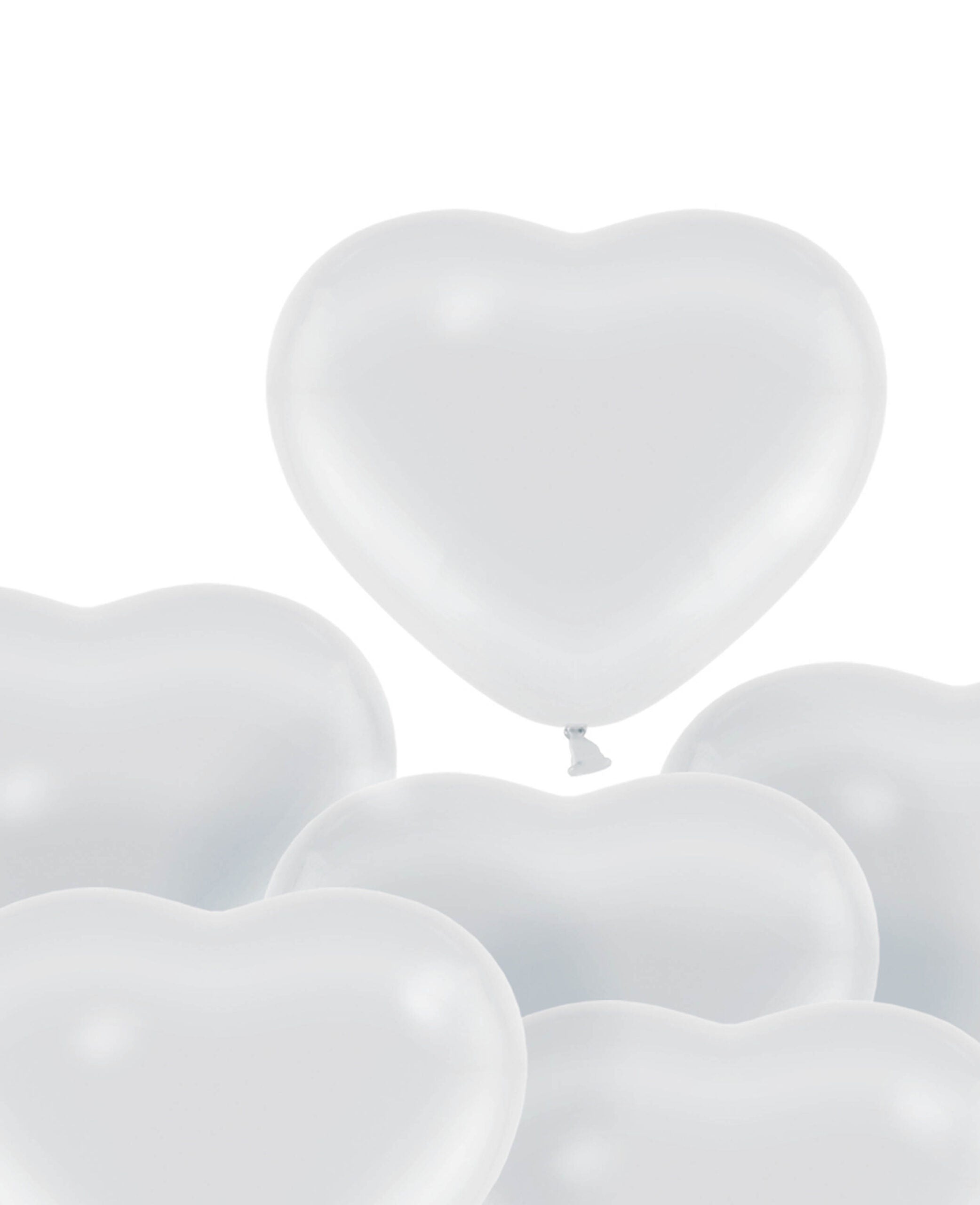 Ballons en forme de cœur, 28 cm, blancs, 6 pcs.