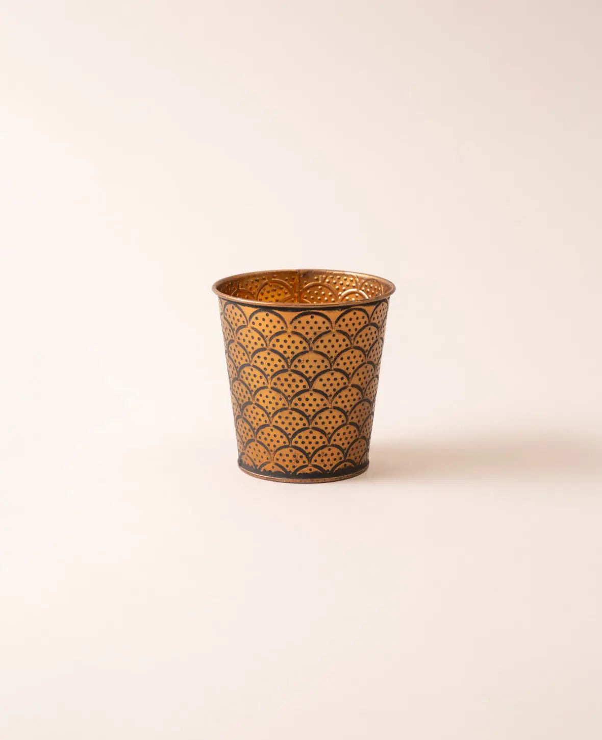 Blumentopf / Übertopf aus Blech, Kupferfarben mit Orient-Muster, Ø 11 x H 11 cm