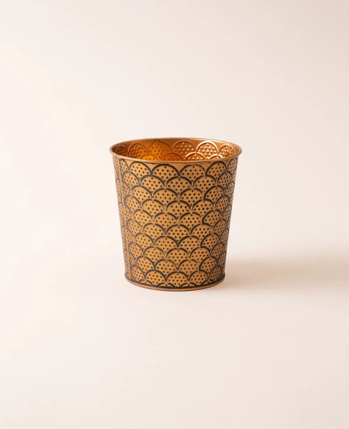 Blumentopf / Übertopf aus Blech, Kupferfarben mit Orient-Muster, Ø 13 x H 13 cm