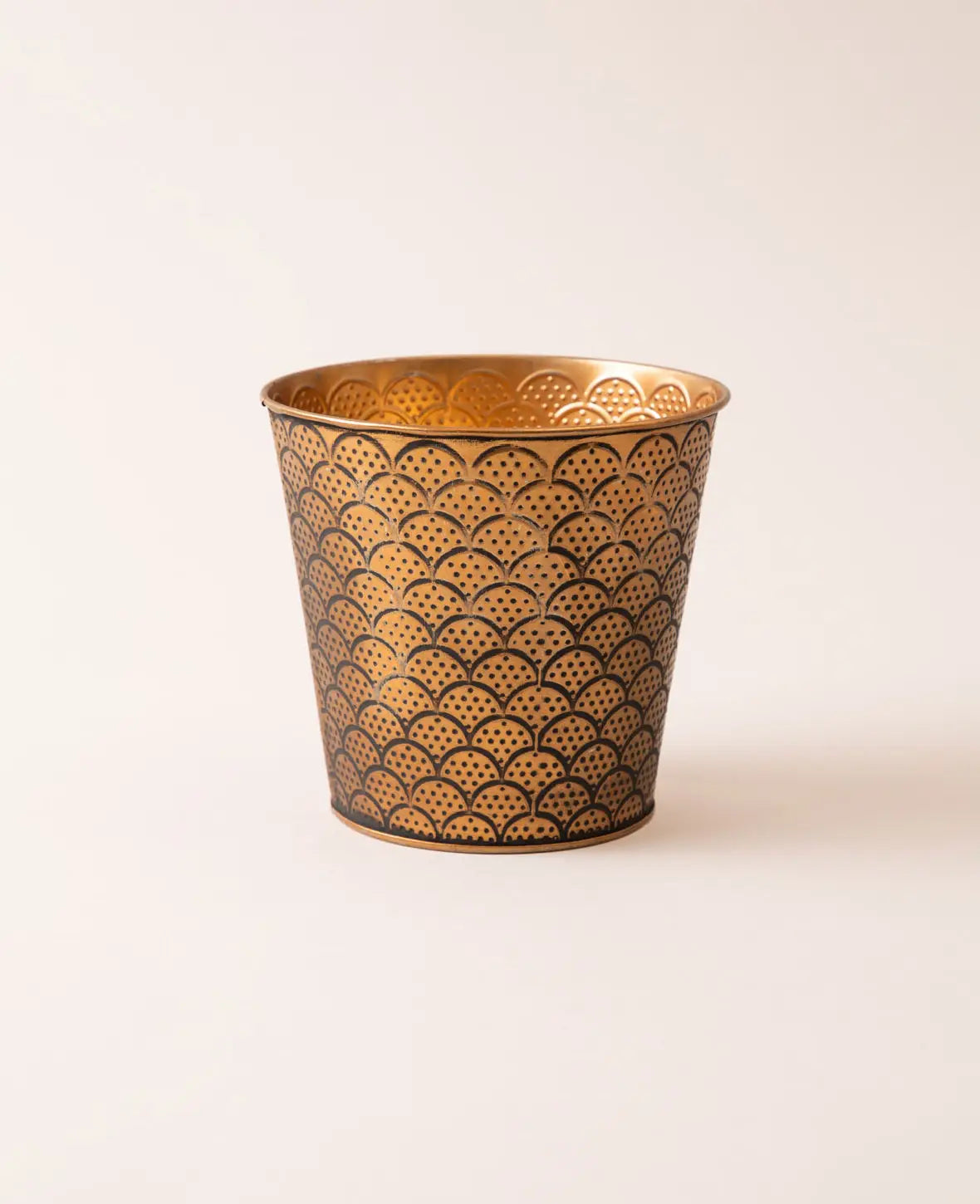 Blumentopf / Übertopf aus Blech, Kupferfarben mit Orient-Muster, Ø 16 x H 15 cm