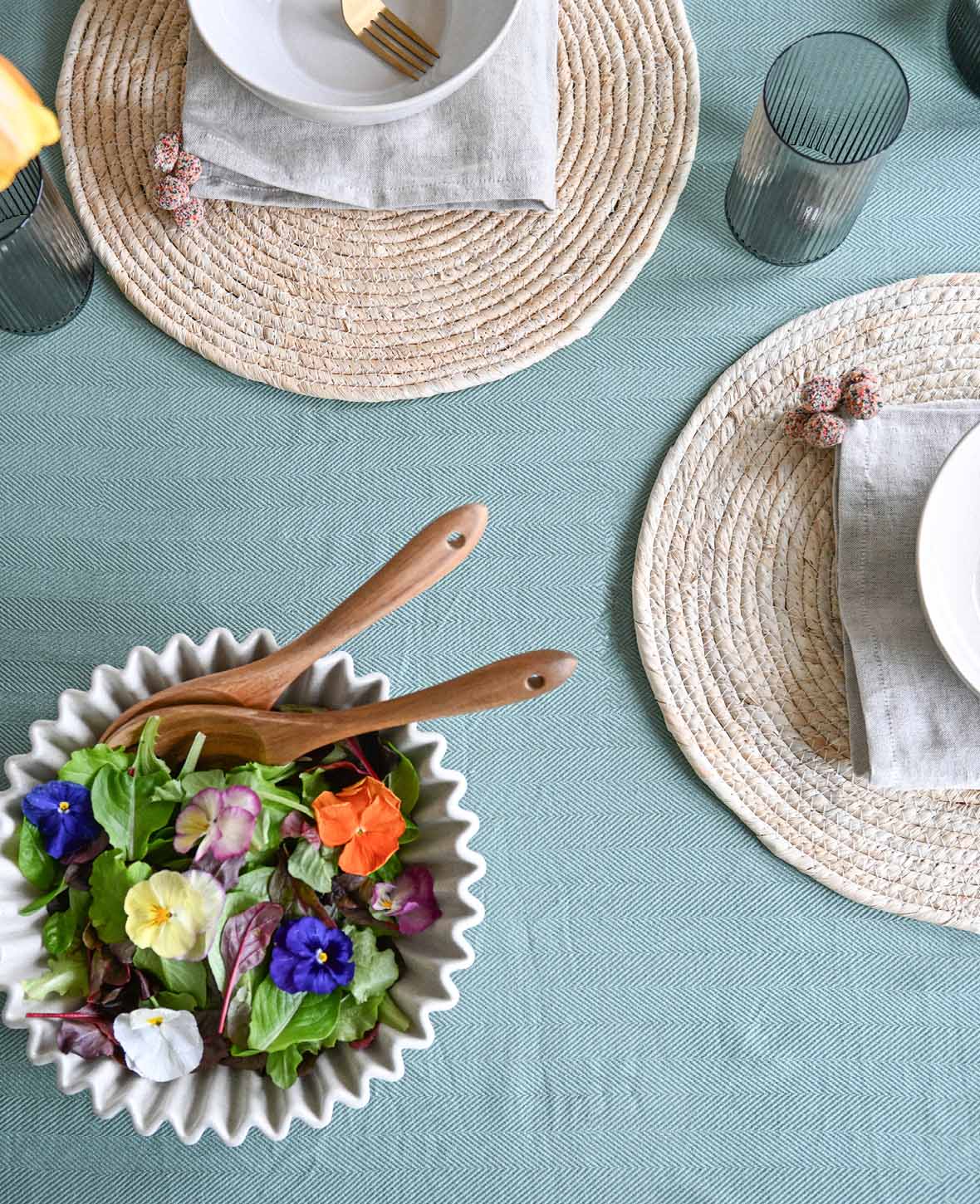 Set de table rond en fibres naturelles tressées