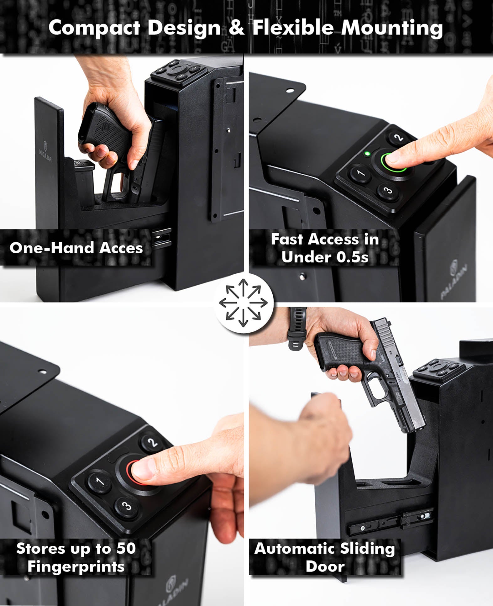 COFFRE-FORT À PISTOLET BIOMÉTRIQUE PALADIN SLIDER