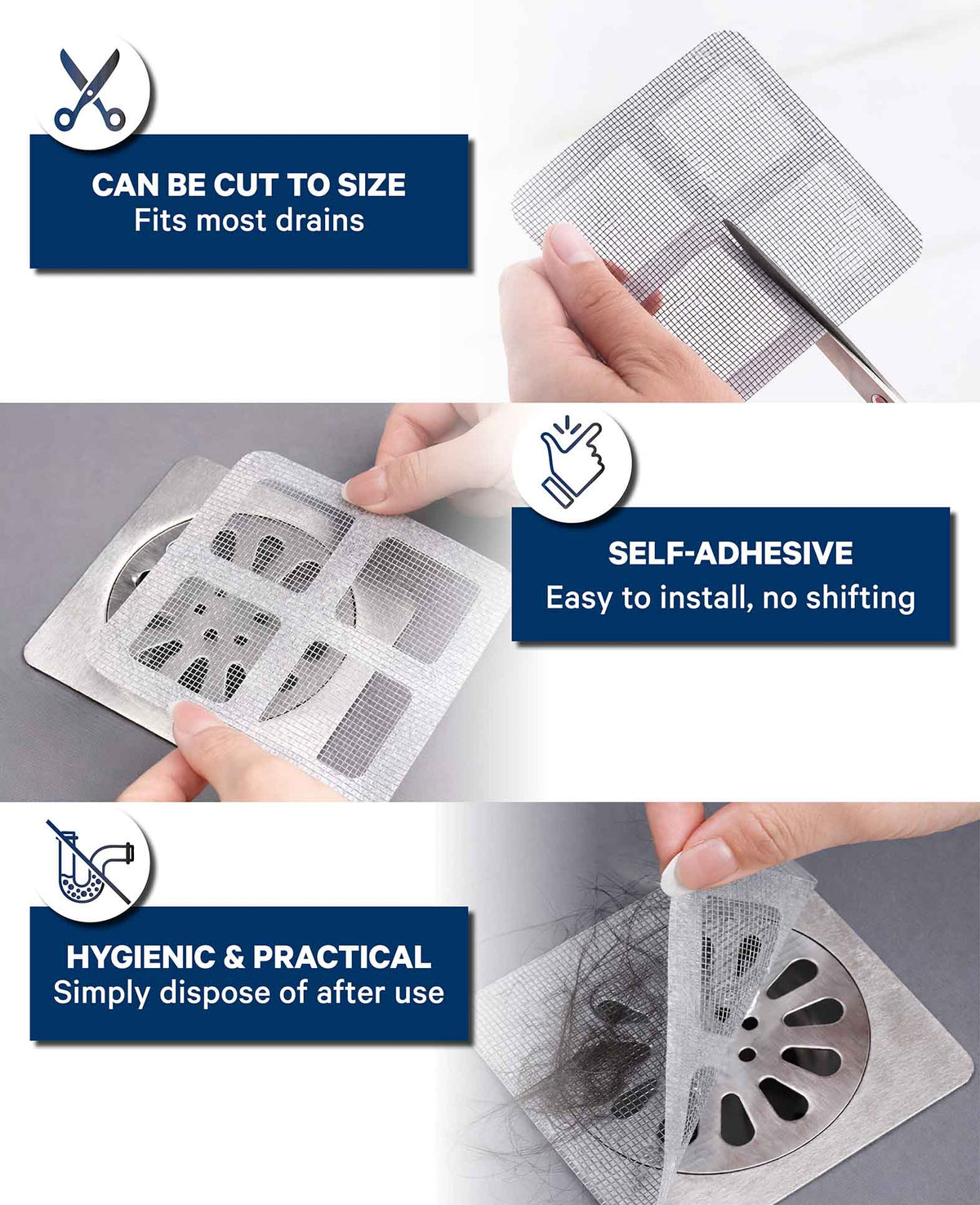 Disposable Shower Drain Hair Catcher, 50 Count